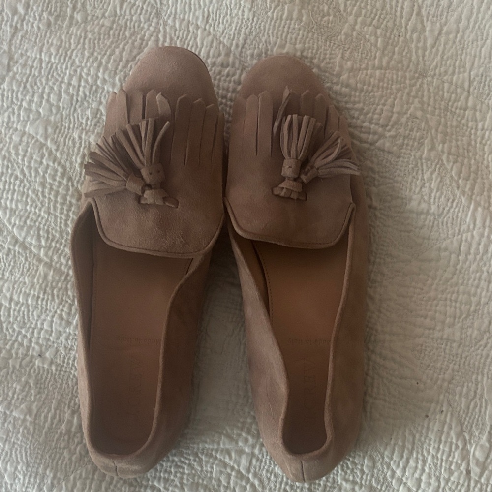 J Crew Women's Suede Tassel Loafers - Tan